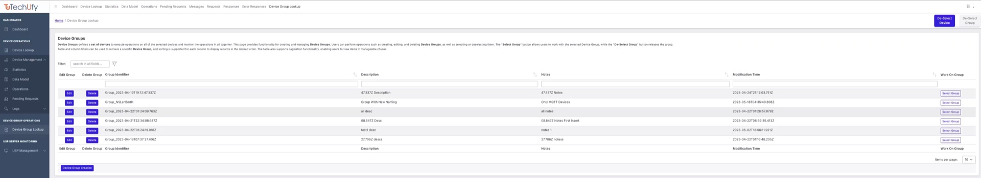 Device group management view
