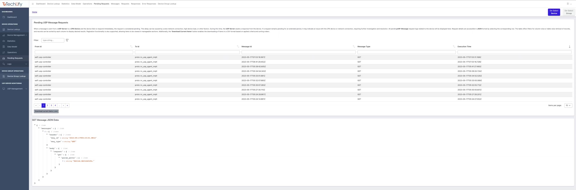 Pending USP requests view